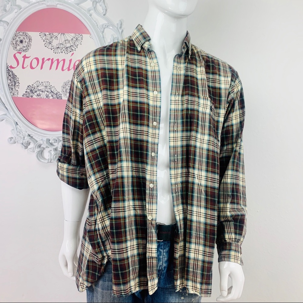Ralph Lauren/ Plaid Brown Green Cream Blue Yellow